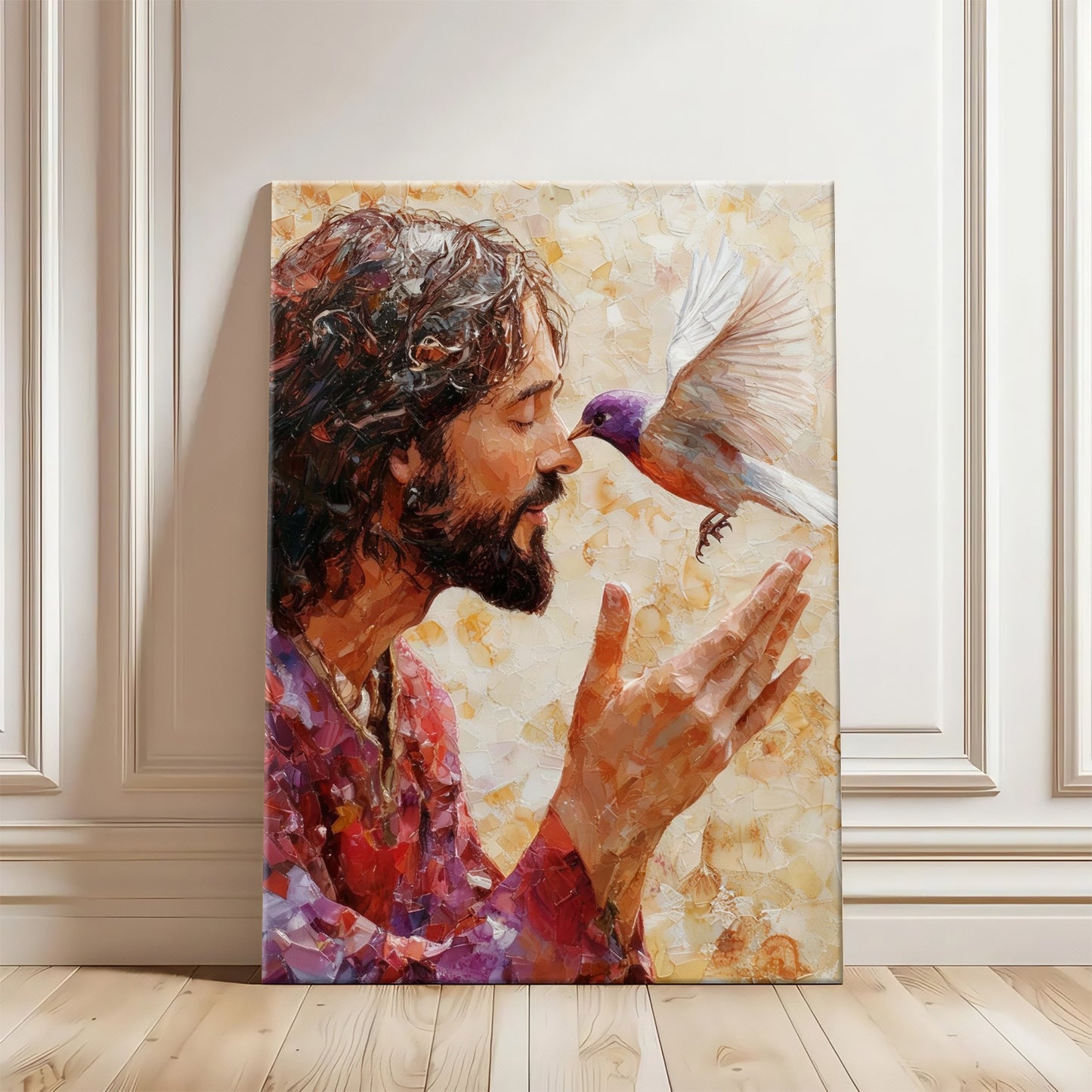 Smiling Jesus Canvas Wall Art - Joyful Laughing Christ Portrait - Heartwarming Christian Home Decor