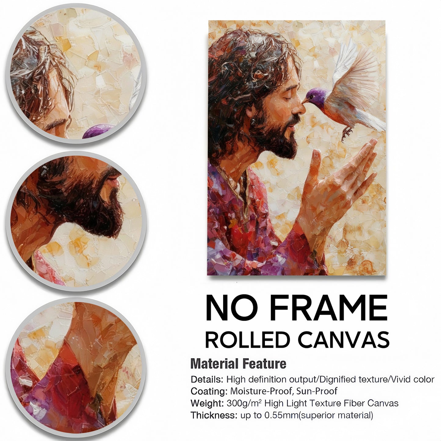 Smiling Jesus Canvas Wall Art - Joyful Laughing Christ Portrait - Heartwarming Christian Home Decor