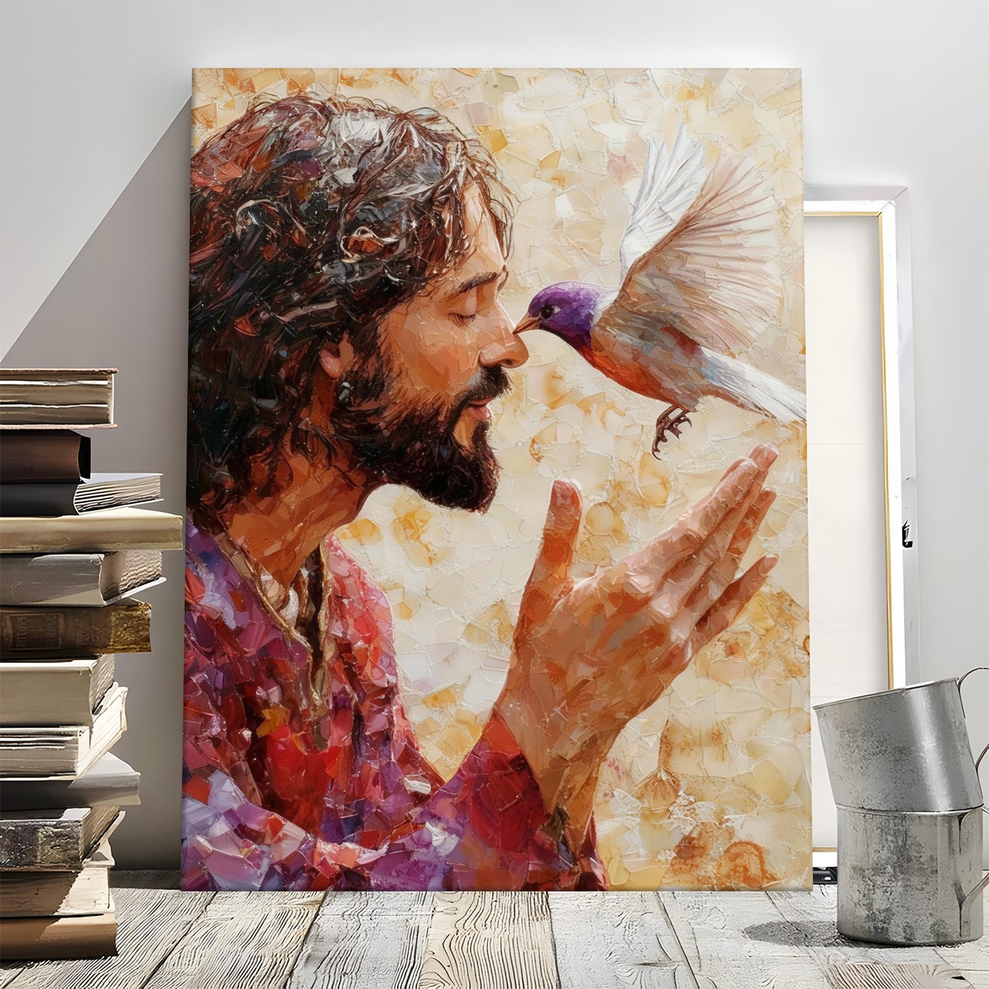 Smiling Jesus Canvas Wall Art - Joyful Laughing Christ Portrait - Heartwarming Christian Home Decor