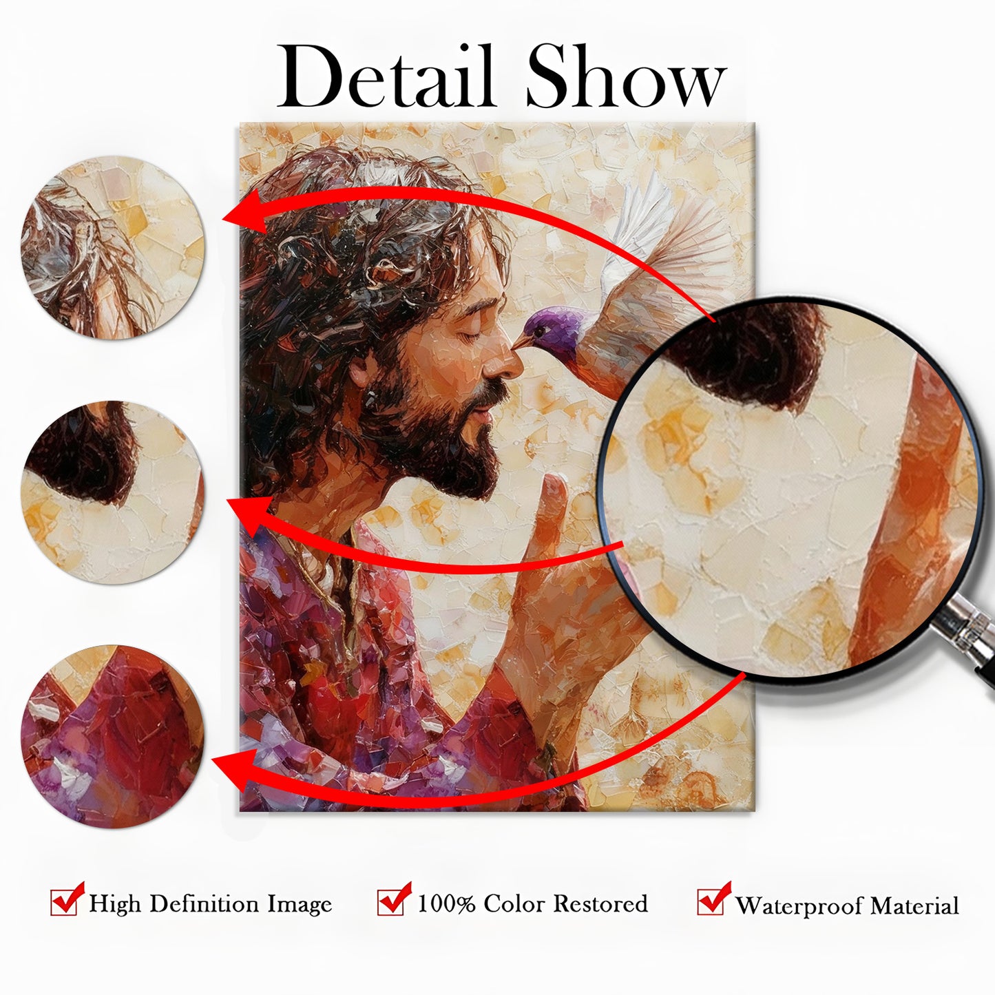 Smiling Jesus Canvas Wall Art - Joyful Laughing Christ Portrait - Heartwarming Christian Home Decor