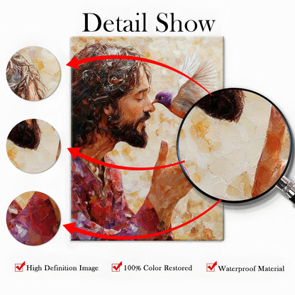 Smiling Jesus Canvas Wall Art - Joyful Laughing Christ Portrait - Heartwarming Christian Home Decor