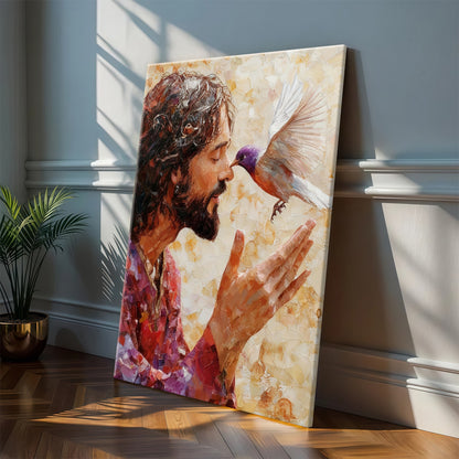 Smiling Jesus Canvas Wall Art - Joyful Laughing Christ Portrait - Heartwarming Christian Home Decor