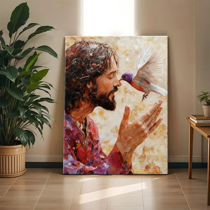 Smiling Jesus Canvas Wall Art - Joyful Laughing Christ Portrait - Heartwarming Christian Home Decor