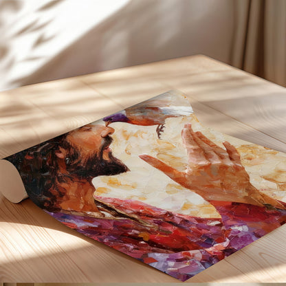 Smiling Jesus Canvas Wall Art - Joyful Laughing Christ Portrait - Heartwarming Christian Home Decor