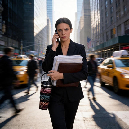 30oz Aesthetic Portable Stainless Steel Vacuum Flask - Wide Mouth Insulated Tumbler with Top Carry Handle, Hidden Funny Message, Straw - Ideal Gag Gift for Coworkers - For Iced Coffee, Outdoor Use, Flasks