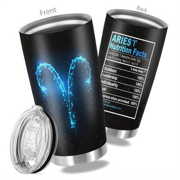 Zodiac Constellation artwork on 20oz insulated tumbler, front and back product view