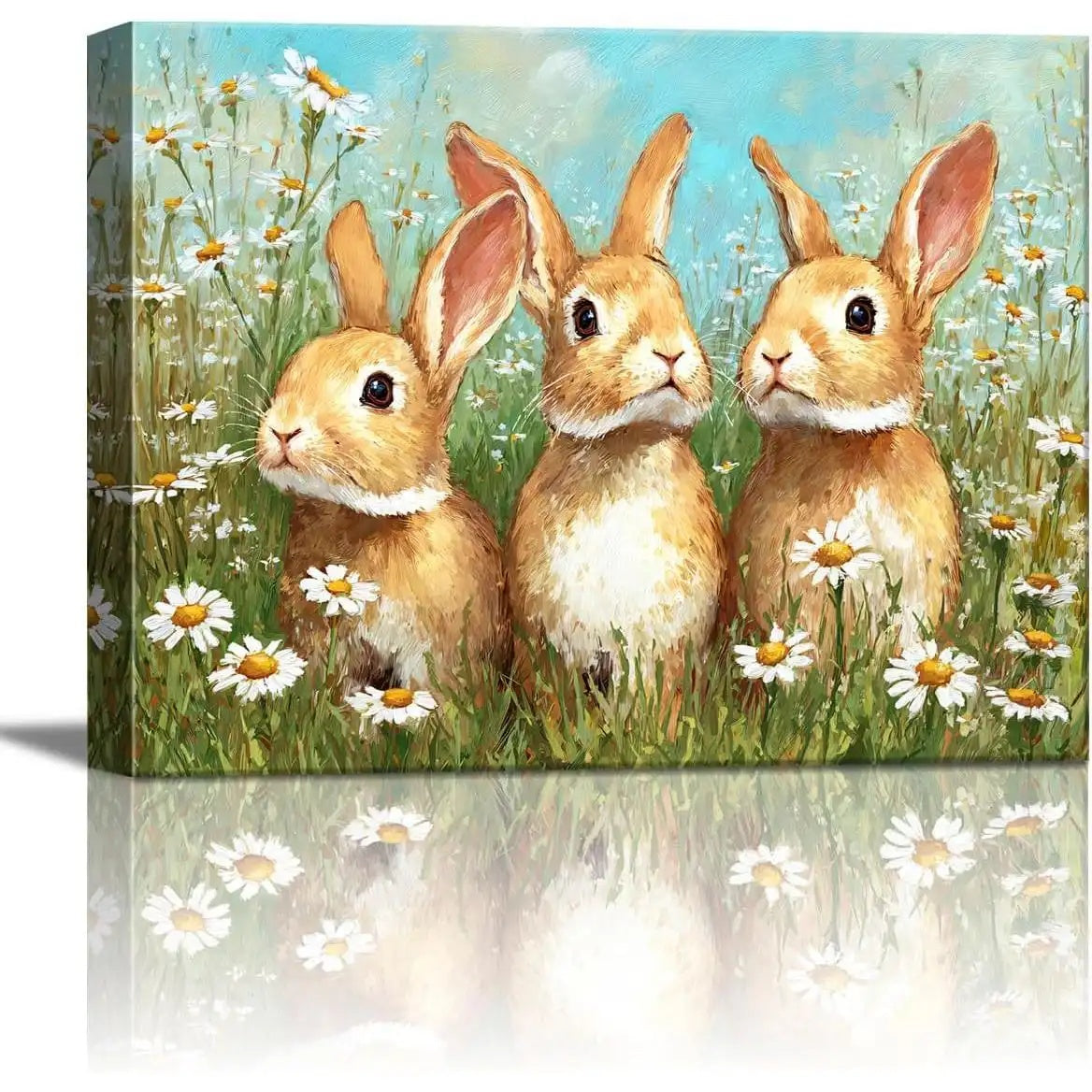 Cute Vintage Rabbit canvas wall art, additional product view 4 with retro & vintage styling for kids' space decor