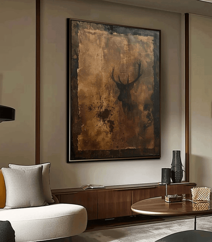 Abstract Wabi - Sabi Deer Head Oil Painting SR0044 - Viral Wall Art