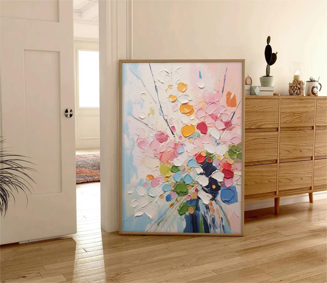 3D Heavy Texture Abstract Floral Oil Painting CZ0096 - Viral Wall Art