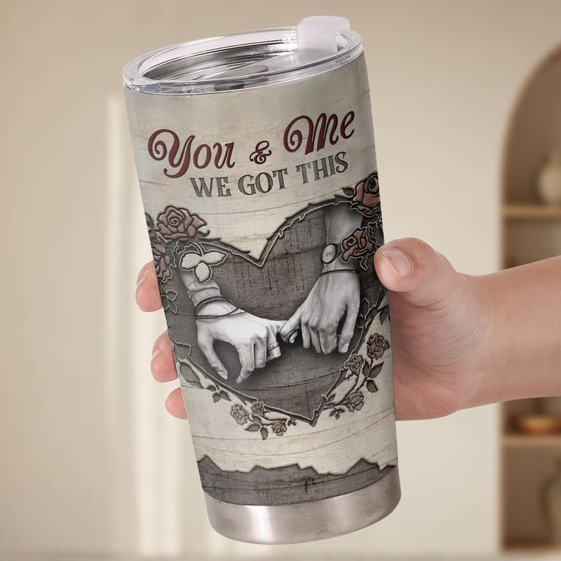 "You & Me We Got This" Skeleton Pinky Promise Tumbler (20oz) - Romantic Poem Gift for Couple - Gothic Anniversary & Valentine's Day