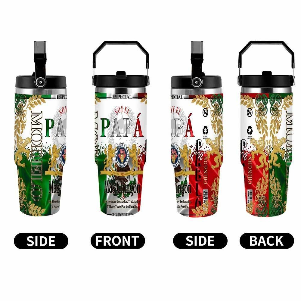 Mexican Heritage Flag Beer Inspired Insulated Stainless Steel Tumbler - 20oz/30oz/40oz