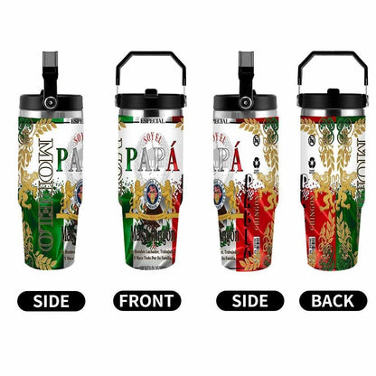 Mexican Heritage Flag Beer Inspired Insulated Stainless Steel Tumbler - 20oz/30oz/40oz