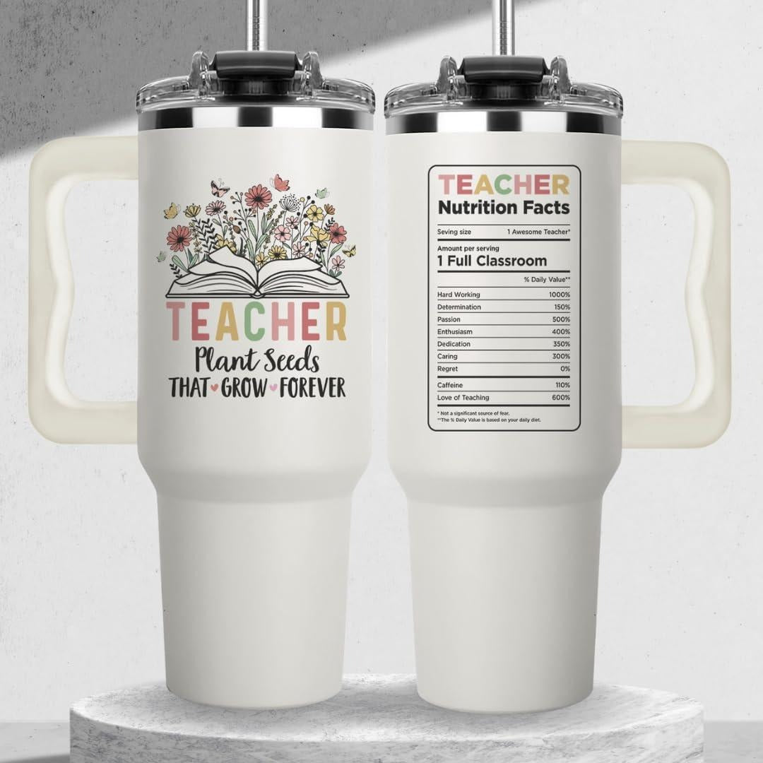 Plant Seeds That Grow Forever 40oz Insulated Tumbler with Side Handle