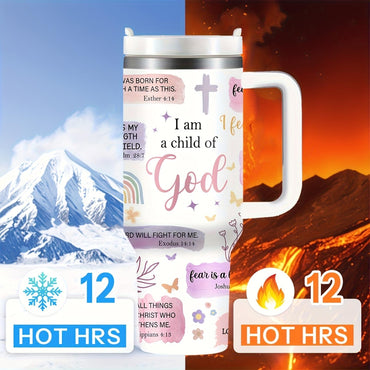 Christian Faith Bottle Mothers Daughter 40oz Insulated Tumbler with Side Handle