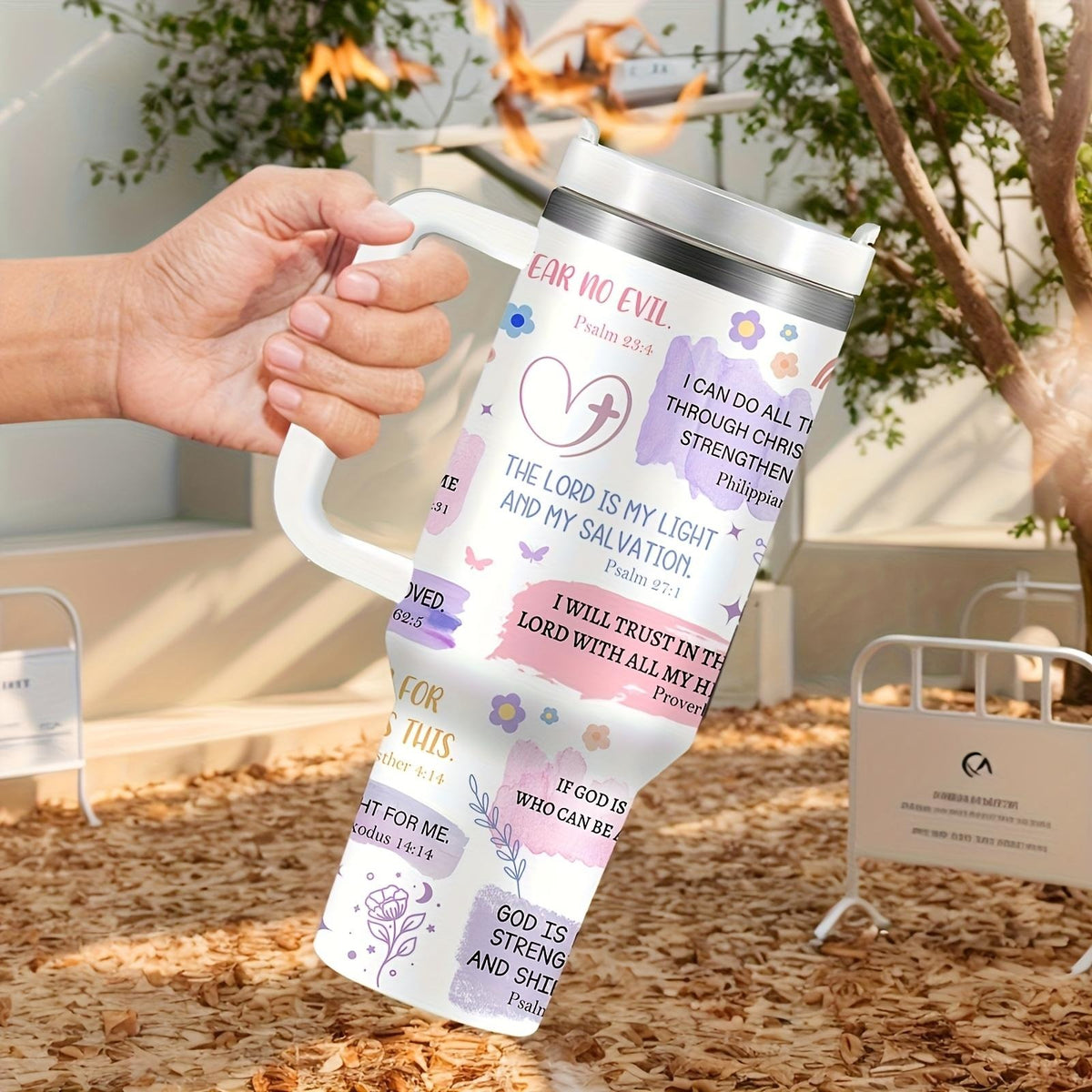 Christian Faith Bottle Mothers Daughter 40oz Insulated Tumbler with Side Handle