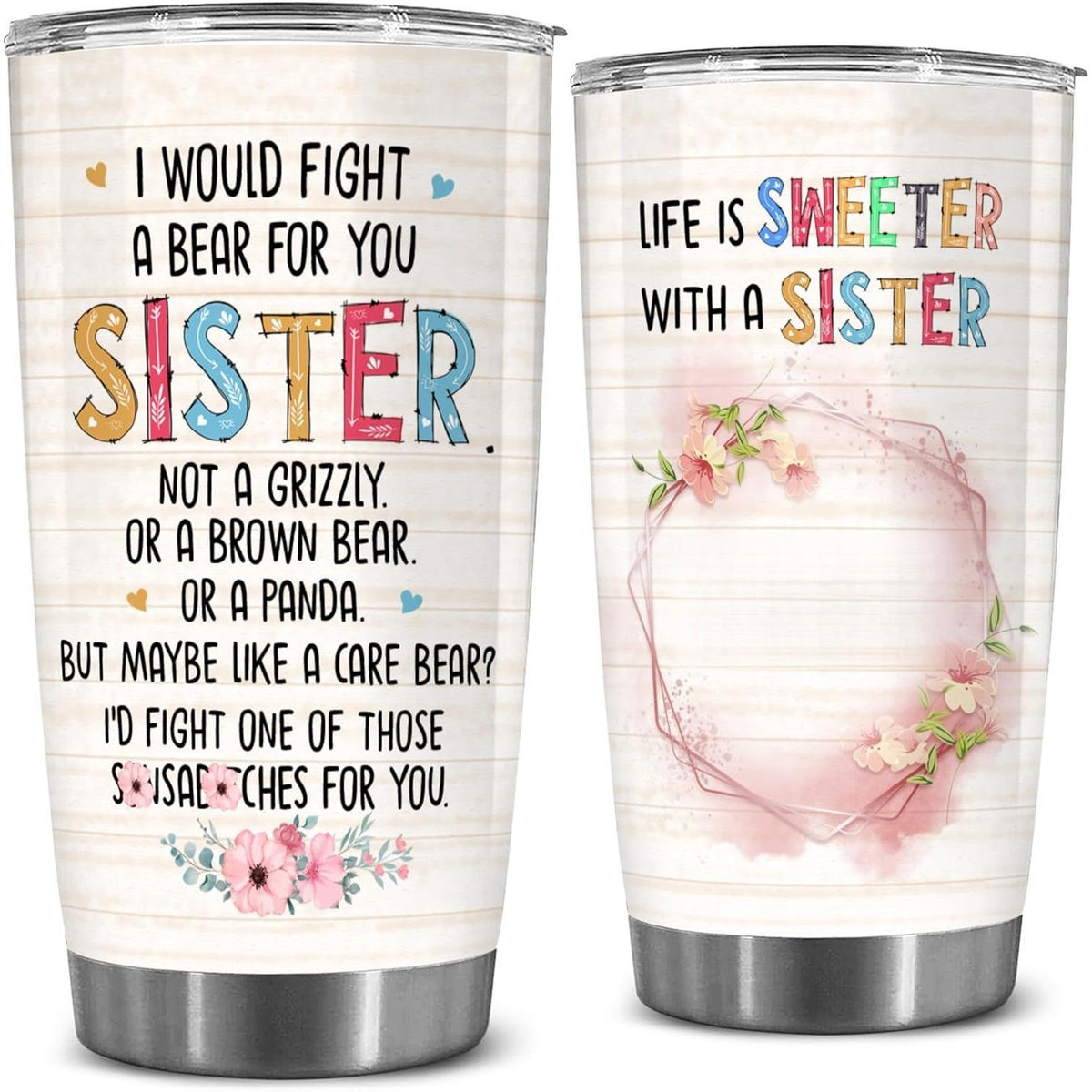 Sister Forever Friend Soul Meaningful Big 20oz Insulated Stainless Steel Tumbler