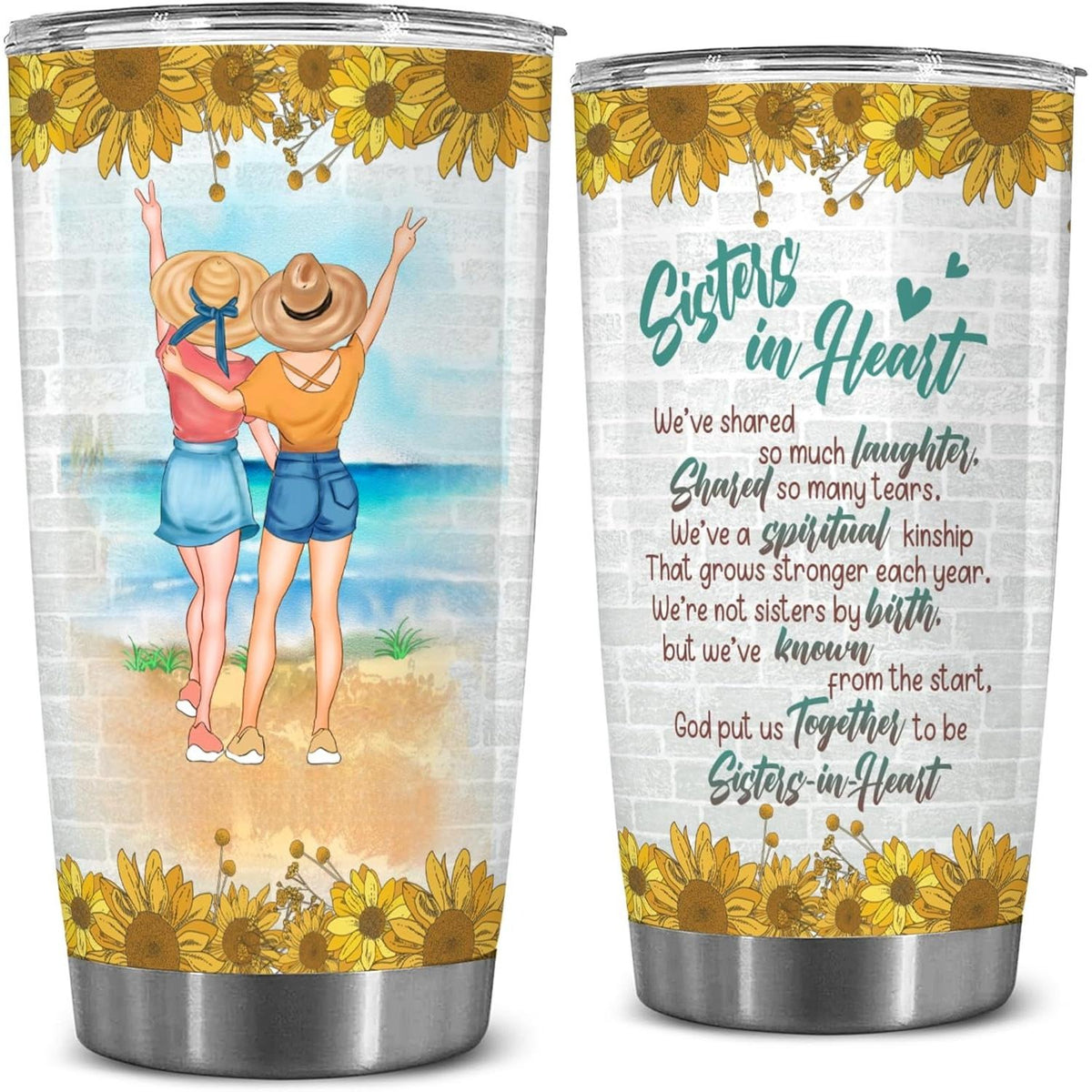 Sister Forever Friend Soul Meaningful Big 20oz Insulated Stainless Steel Tumbler