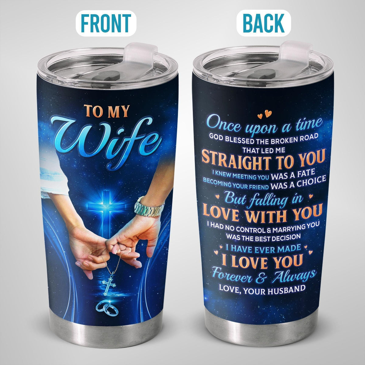 To My Wife Husband Romantic Anniversary 20oz Insulated Stainless Steel Tumbler