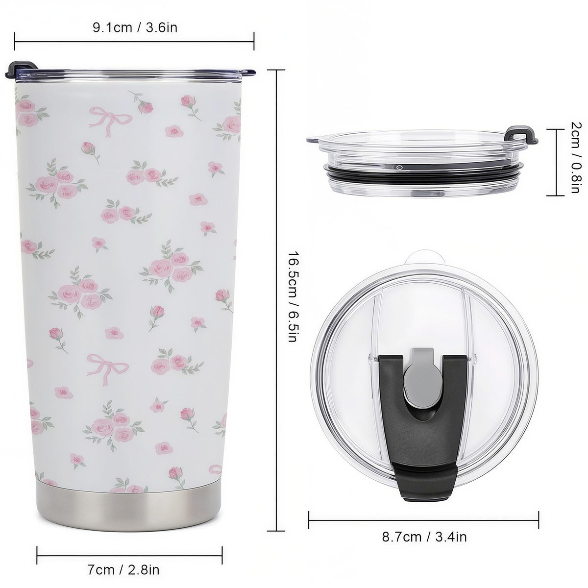 Pink Coquette Bow 20oz Insulated Stainless Steel Tumbler