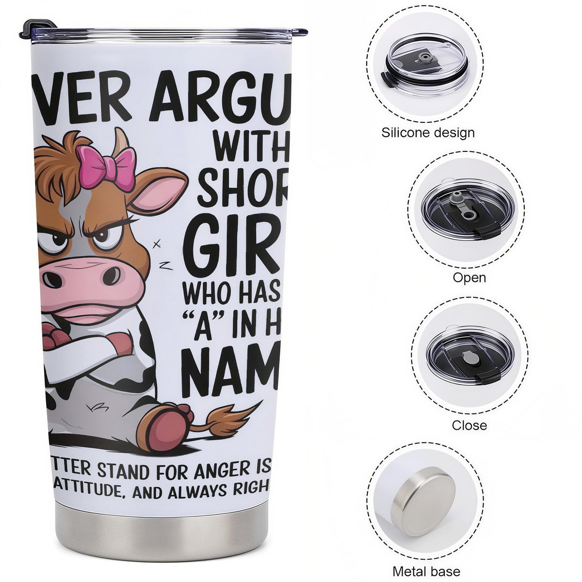 Short Girl with Attitude 20oz Insulated Stainless Steel Tumbler