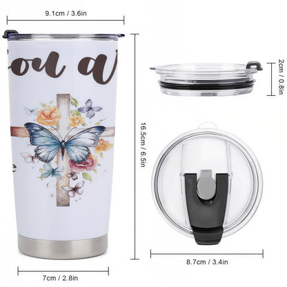 Christian Faith Ink Watercolor Floral 20oz Insulated Stainless Steel Tumbler