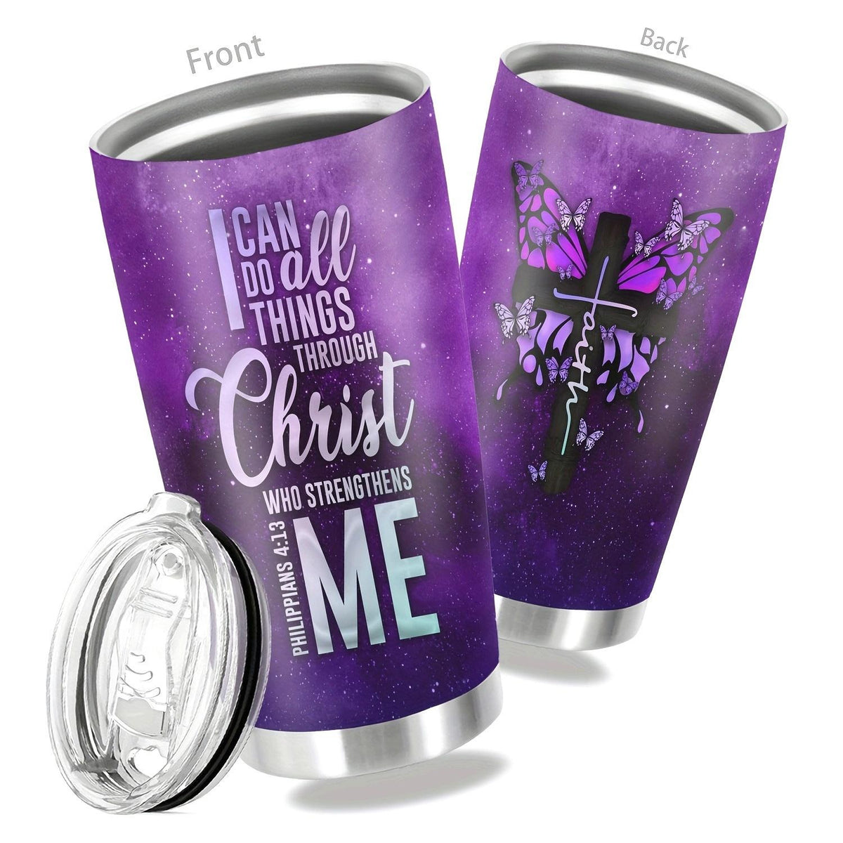 20oz Christian Mom Bible Verse Tumbler – “I Can Do All Things Through Christ” Stainless Steel Insulated Cup