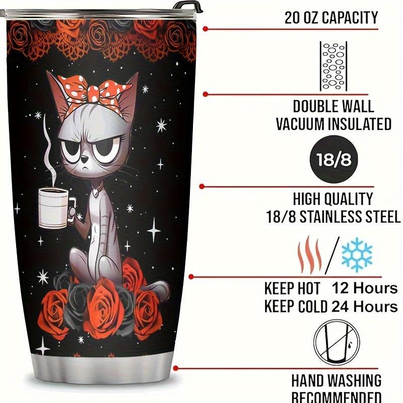 Cat Lover Funny Cranky Old 20oz Insulated Stainless Steel Tumbler