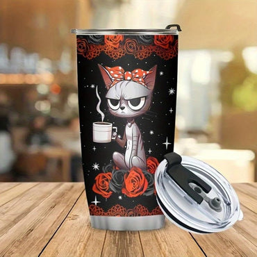 Cat Lover Funny Cranky Old 20oz Insulated Stainless Steel Tumbler