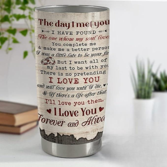 To My Wife Couple Husband Valentine 20oz Insulated Stainless Steel Tumbler