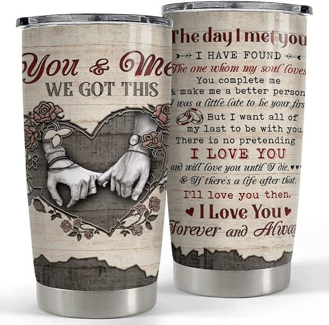 To My Wife Couple Husband Valentine 20oz Insulated Stainless Steel Tumbler