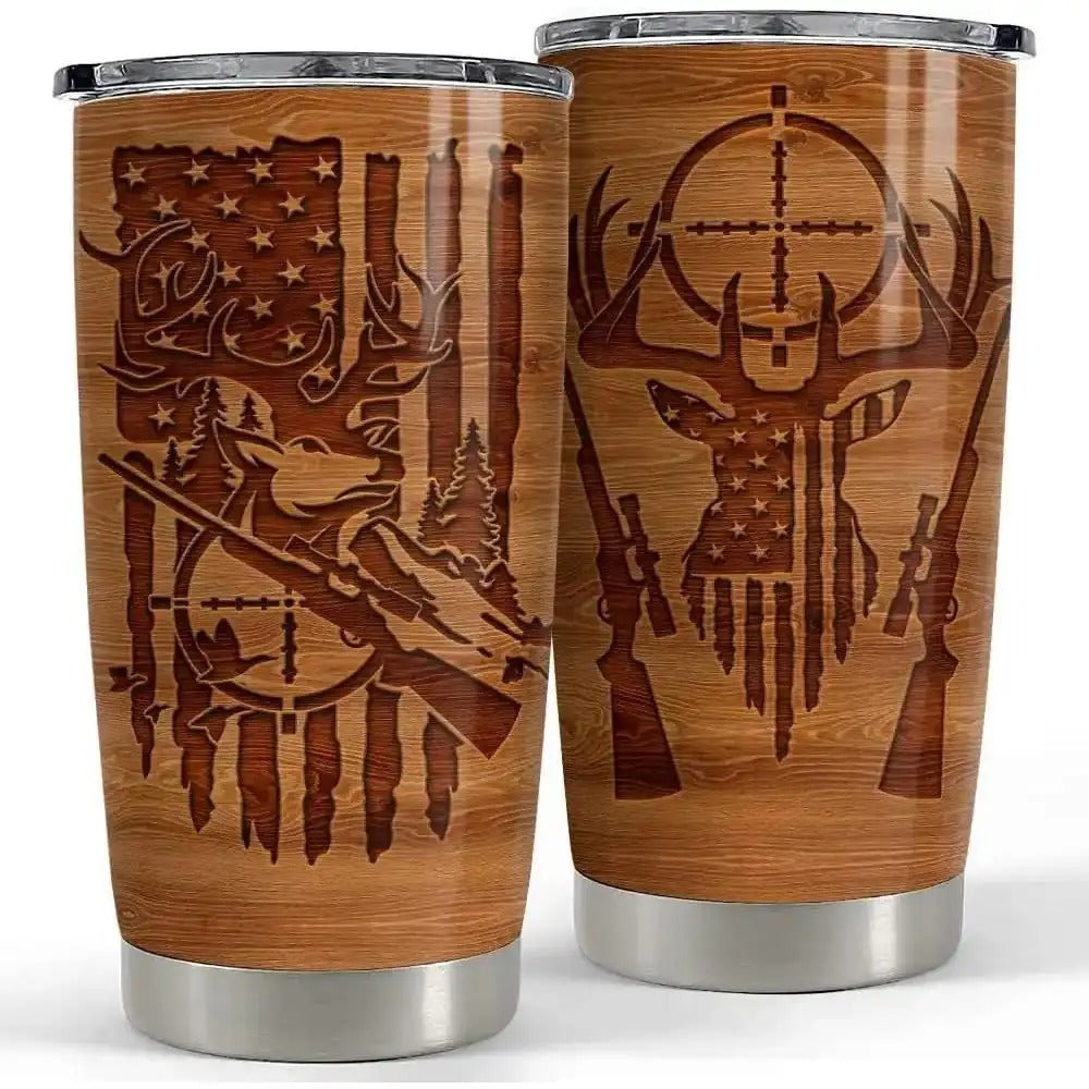 USA 250th Anniversary Hunting Wood Style 20oz Insulated Stainless Steel Tumbler