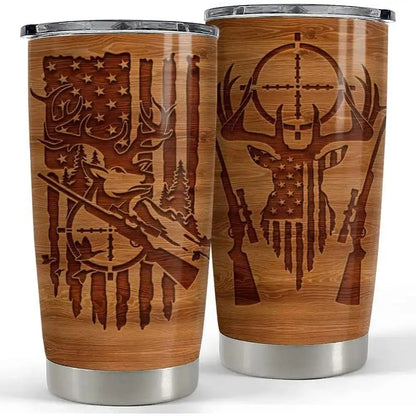 USA 250th Anniversary Hunting Wood Style 20oz Insulated Stainless Steel Tumbler
