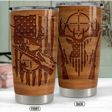USA 250th Anniversary Hunting Wood Style 20oz Insulated Stainless Steel Tumbler