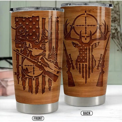 USA 250th Anniversary Hunting Wood Style 20oz Insulated Stainless Steel Tumbler