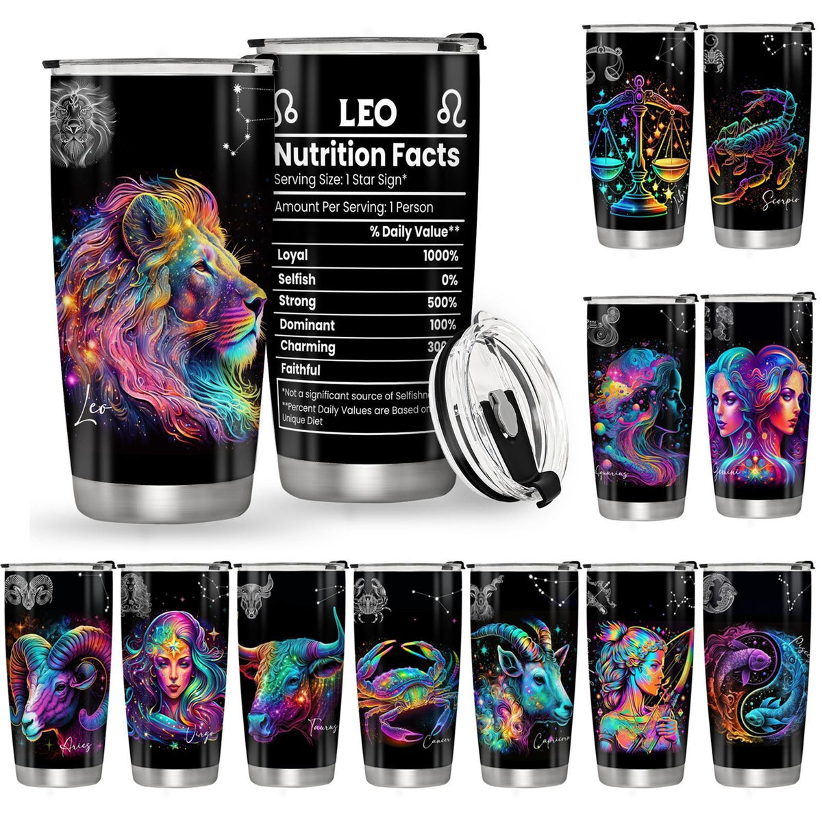 Zodiac Constellation Iced Tea Count 20oz Insulated Stainless Steel Tumbler