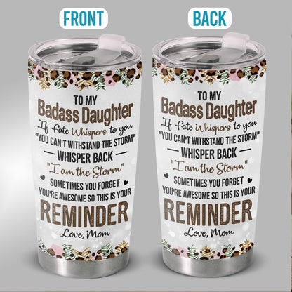 Botanical Floral Daughter Quote Leopard 20oz Insulated Stainless Steel Tumbler