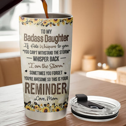 Botanical Floral Daughter Quote Leopard 20oz Insulated Stainless Steel Tumbler