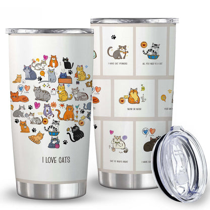 Cat Lover Animal 20oz Insulated Stainless Steel Tumbler