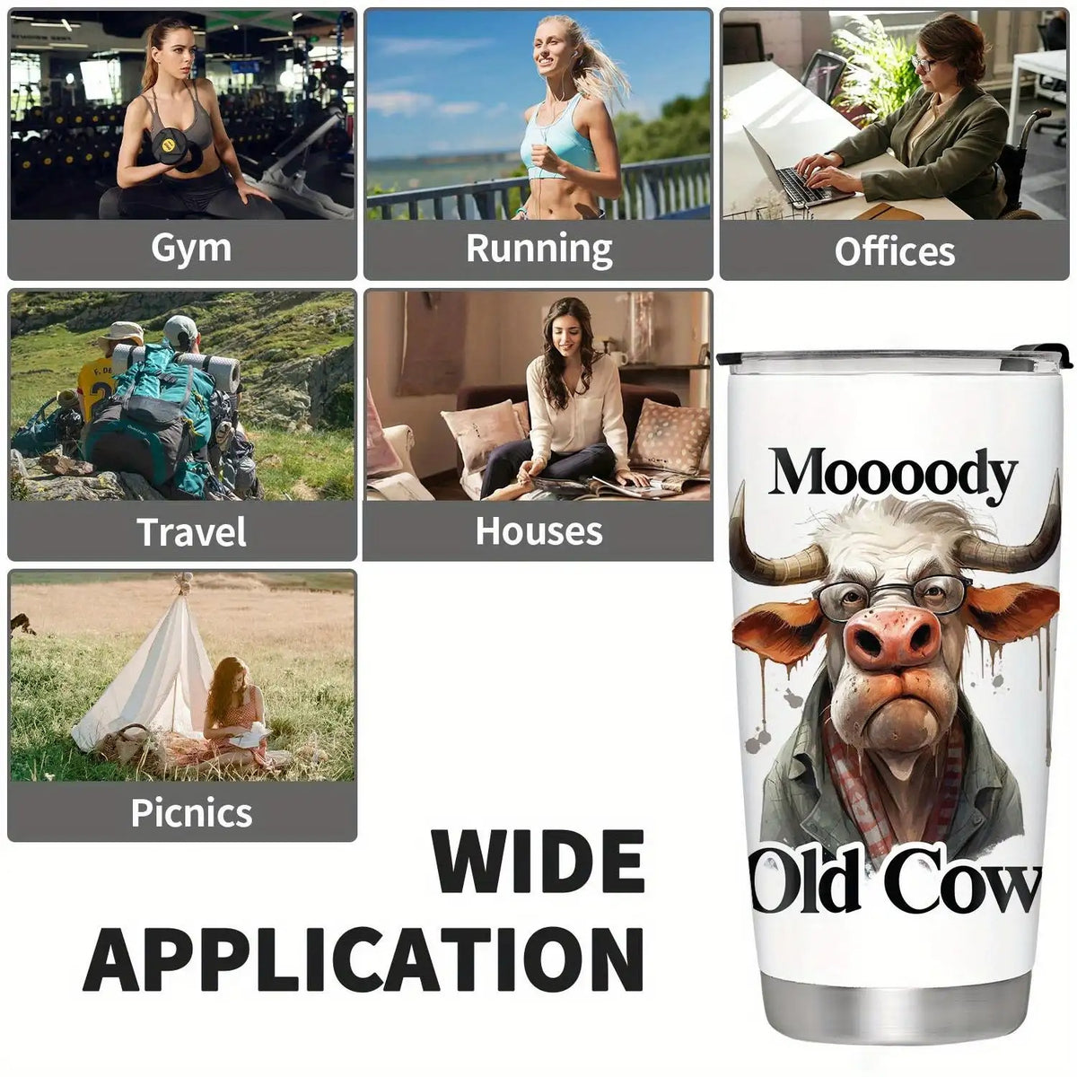Moooody 20oz Insulated Stainless Steel Tumbler - Gift for Coworker