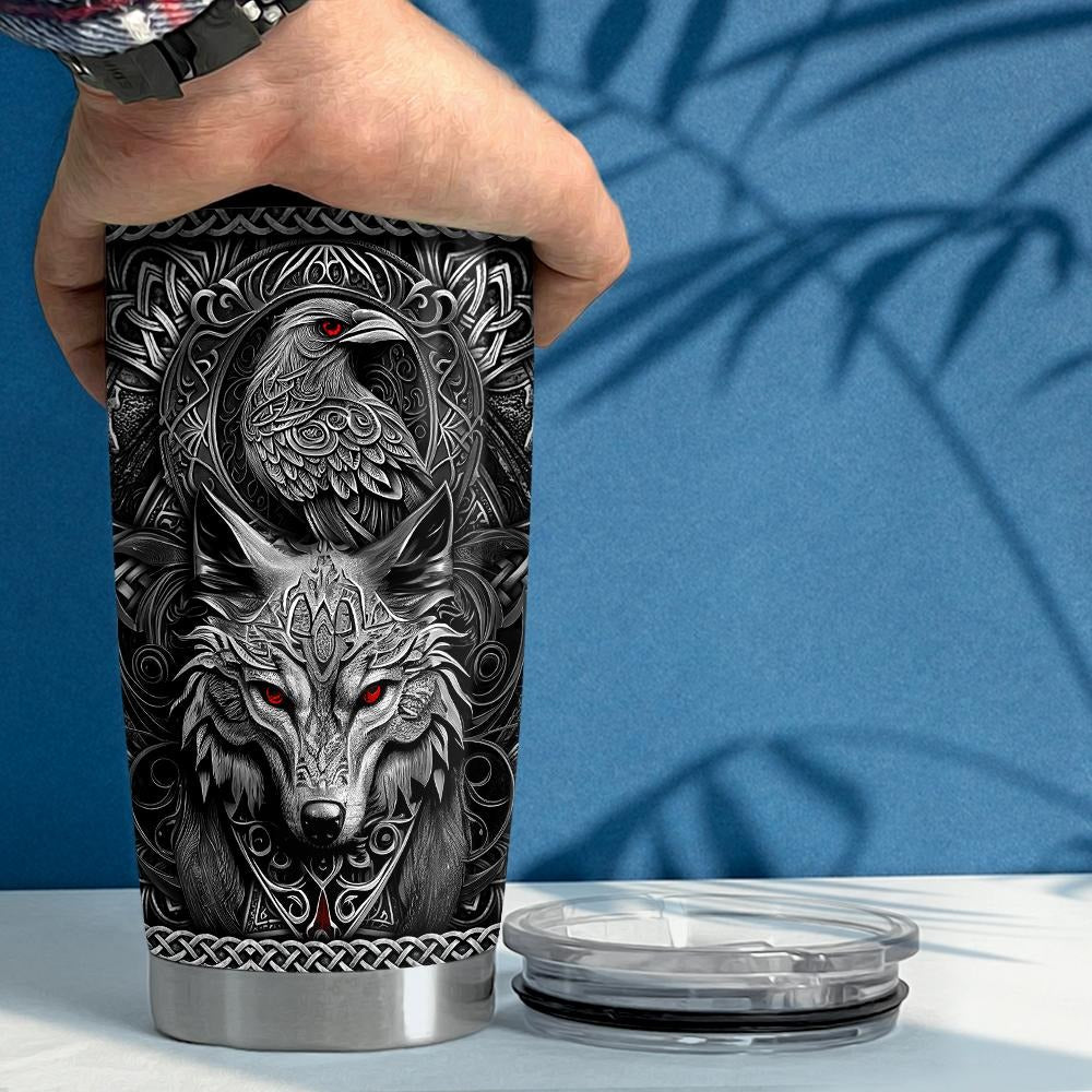 Viking Wolf Celtic Knot 20oz Insulated Stainless Steel Tumbler