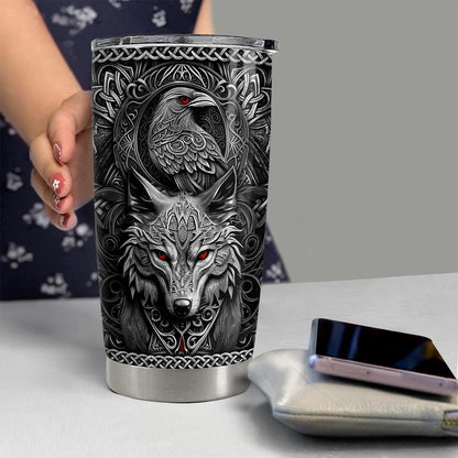 Viking Wolf Celtic Knot 20oz Insulated Stainless Steel Tumbler