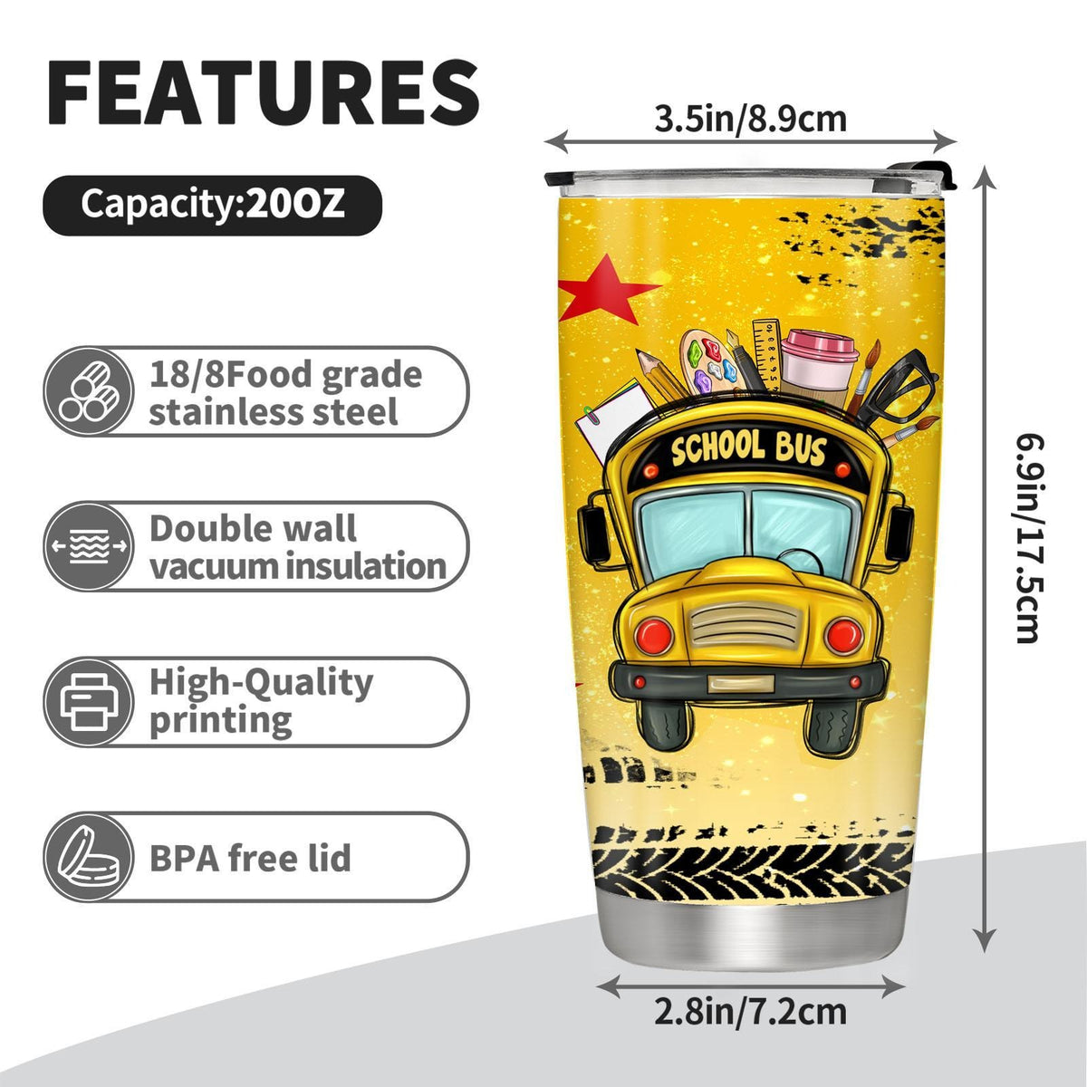 School Bus Driver 20oz Insulated Stainless Steel Tumbler