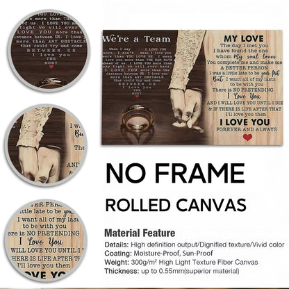 "We're a Team" Romantic Couple Canvas Wall Art - Anniversary Gift for Husband & Wife - Rustic Bedroom Decor (Ready to Hang)