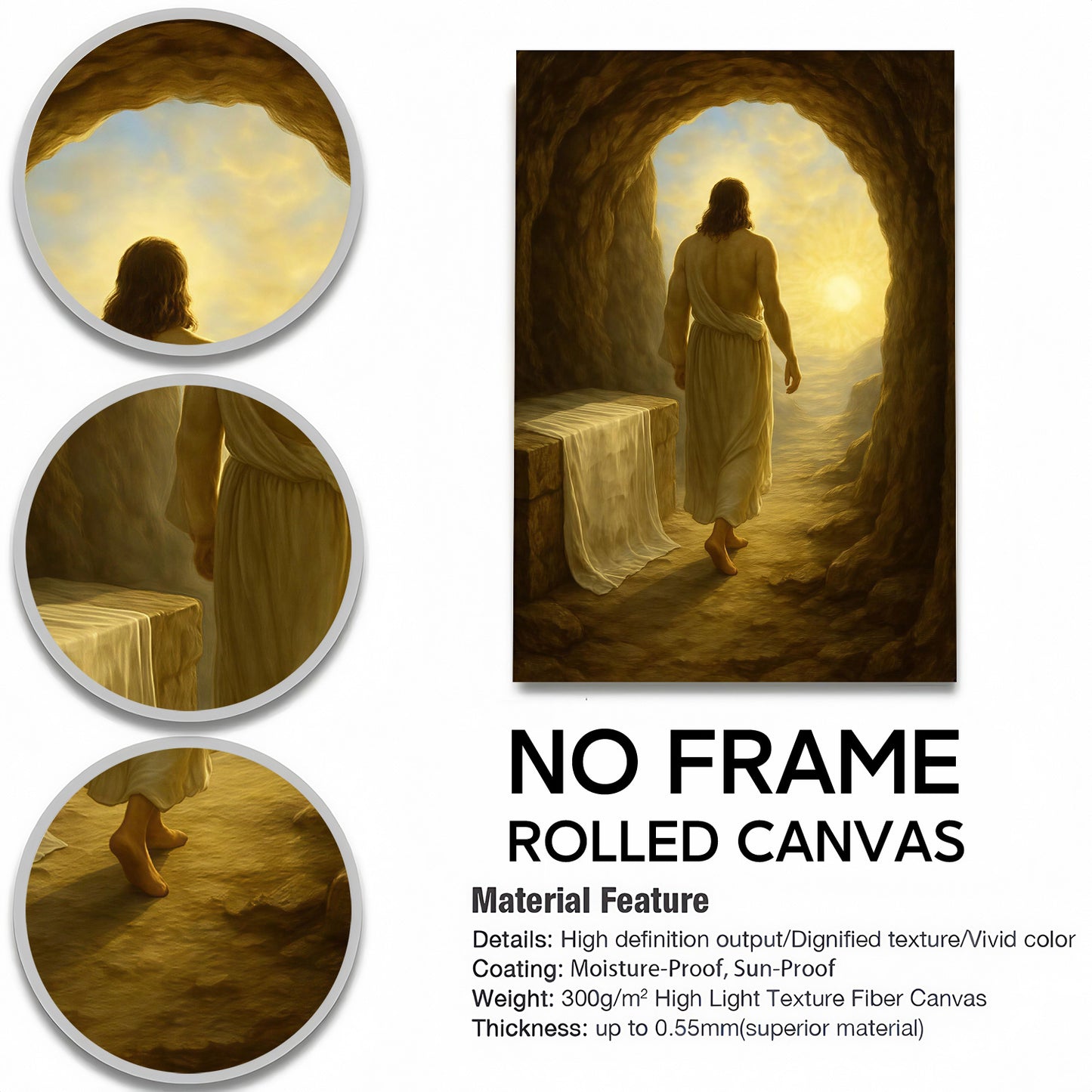 Jesus Christ Spiritual Canvas Wall Art Collection - Resurrection, Prodigal Son & Walking with Child - Christian Home Decor