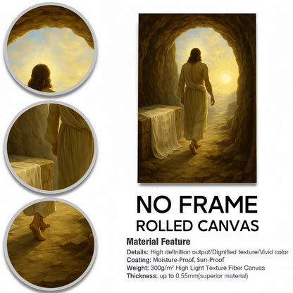 Jesus Christ Spiritual Canvas Wall Art Collection - Resurrection, Prodigal Son & Walking with Child - Christian Home Decor