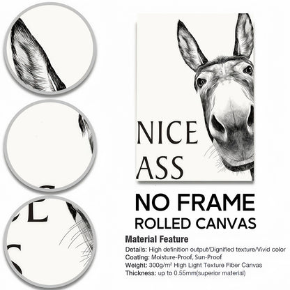 Funny Bathroom Wall Art Collection - Humor Animal & Famous Art Parody - Donkey, Cat, Mona Lisa & More (Restroom Decor)