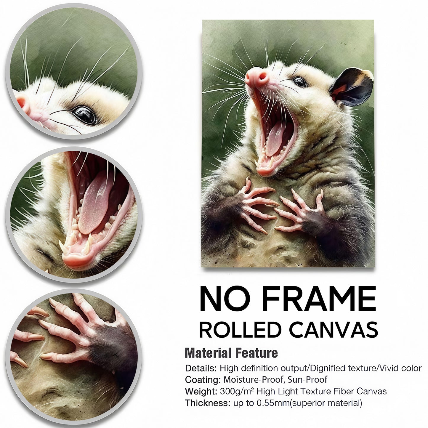 Funny Opossum Wall Art Collection - "Unhinged" Animal Memes & Canvas Prints - Chaotic Trash Cat Decor