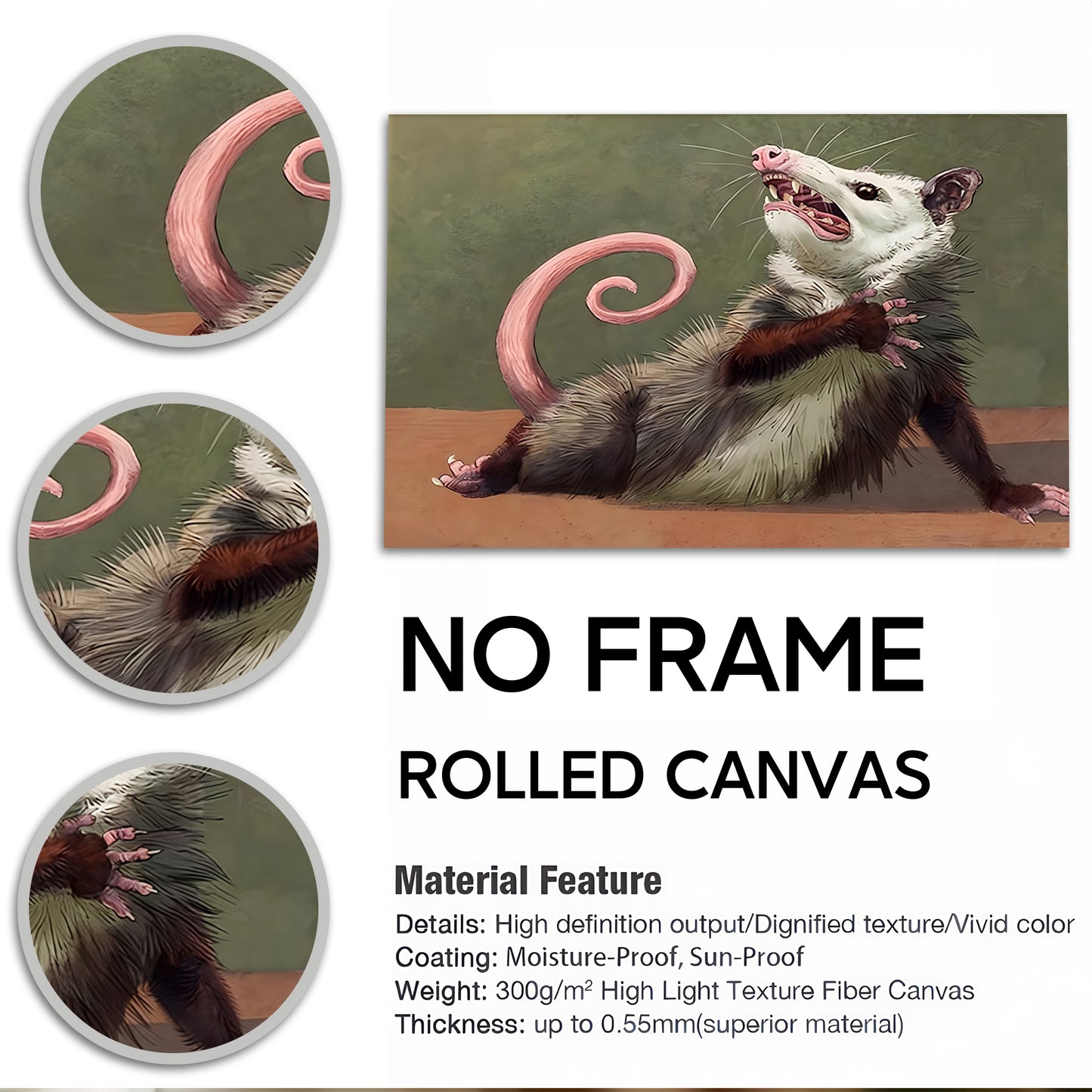 Funny Opossum Wall Art Collection - "Unhinged" Animal Memes & Canvas Prints - Chaotic Trash Cat Decor