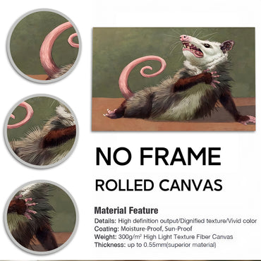 Funny Opossum Wall Art Collection - "Unhinged" Animal Memes & Canvas Prints - Chaotic Trash Cat Decor