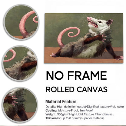 Funny Opossum Wall Art Collection - "Unhinged" Animal Memes & Canvas Prints - Chaotic Trash Cat Decor
